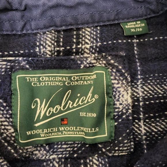 Woolrich Thick Cotton Button Down Shirt Shacket Blue Plaid Men's XL - Picture 4 of 15